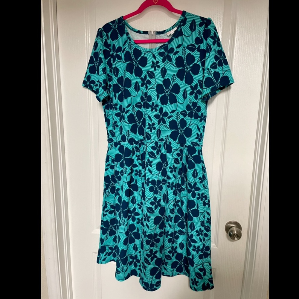 PLUS LLR LuLaRoe Amelia Textured Fit n Flare Dress 3XL 3X 24 24W